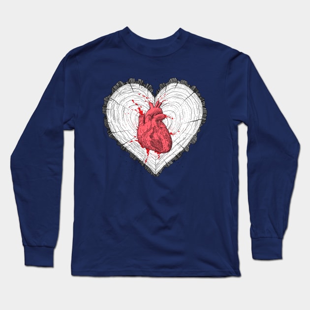 wooden heart Long Sleeve T-Shirt by NikKor